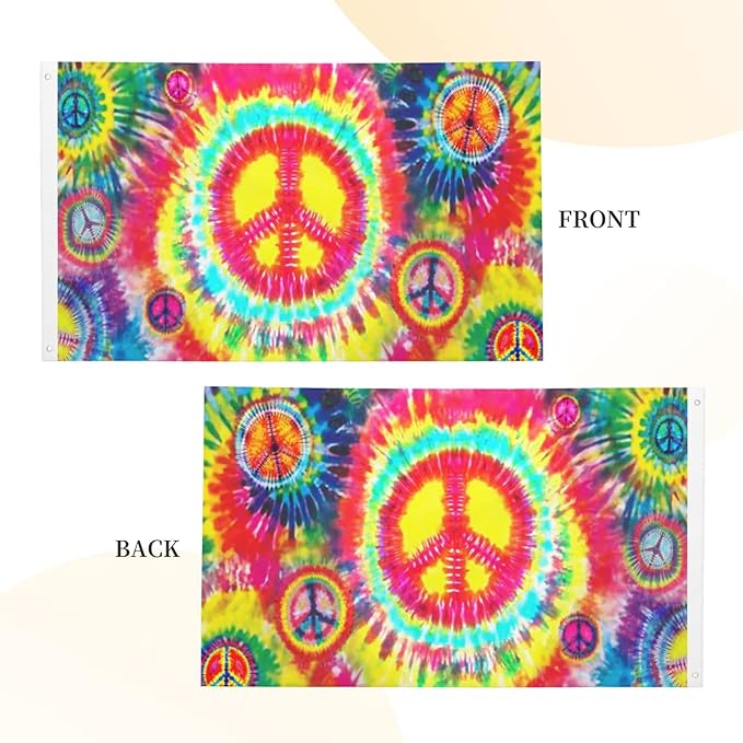 Tie Dye Peace Flag 3x5 Ft Breeze Rainbow Color Hippie Flag Outdoor Indoor Outside Garden Yard Banner Decorative With Metal Grommets Sign