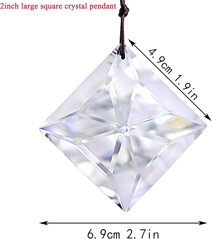 50mm Hanging Faceted Crystals Suncatcher Ornament Window Prisms Rainbow Maker Chandelier Crystal Pendant(Square)