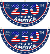 2PCS USA Anniversary 250th Flag, 1.5X3 FT Anniversary Fan Flags, Yard Signs Hanging Decor for Outdoor, Front Door, Porch, Welcome Backdrop with Brass Grommets (Style 5)