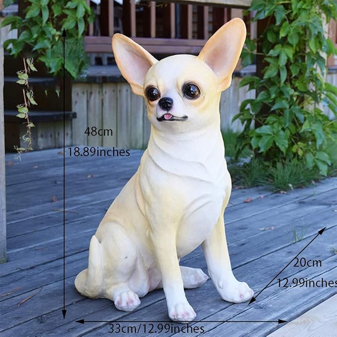Garden Statues Outdoor Decor Balcony Figurine Outdoor Statues Courtyard Resin Decoration Outdoor Garden Simulation Animal Statue Living Room Corridor Dog Sculpture(33 * 20 * 48cm)