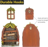 Miniature Fairy Garden Accessories Fairy Door and Windows for Trees, Glow in The Dark Yard Sculpture Lawn Ornament Mini Garden Art Outdoor Decor Accessories with Lantern