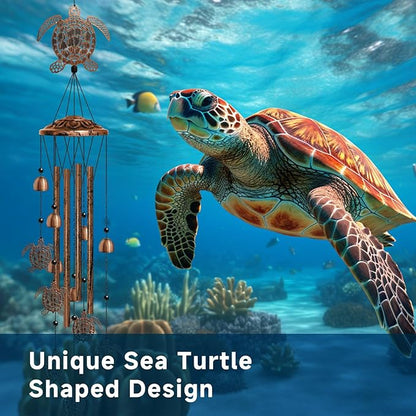 Turtle Wind Chimes for Outside, Sea Turtle Gifts for Women/Men/Mother/Father, Metal Windchimes for Birthday/Christmas/Thanksgiving, Seaturtle Decor for Patio, Garden,Yard, Home