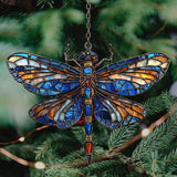 Vivid Dragonfly Mosaic Art Decor Acrylic Suncatcher Stained Glass Effect Window Car Hanging Christmas Ornament Indoor Outdoor Decor Garden Sun Catcher Panel for Dragonfly Lover for Women Mom Grandma