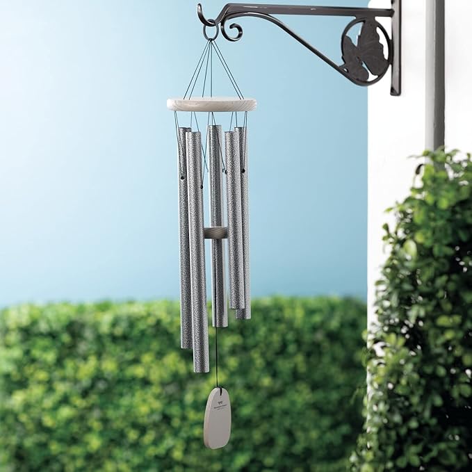 Woodstock Chimes Signature Collection, Chimes of Bali, 25'', Silver World Music Wind Chimes for Outdoor, Patio, Home or Garden Decor (BWAS)