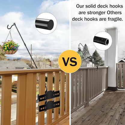 ULIOK Deck Hook, Heavy Duty Hummingbird Feeder Hanger, 31 Inch Extended Adjustable, Solid Steel Hanging Hook for Hanging Bird Feeder, Suet Baskets, Planters, Wind Chimes, 360 Degree Rotary, 2 Pack