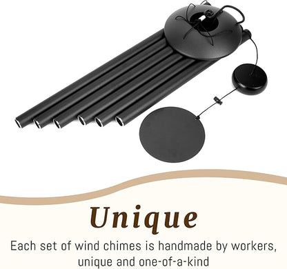 Wind Chimes for Outside with Classic Sound, Coolest Aluminium Metal Windchimes Outdoors with Pine Wood Striker, Unique Gift for Mom, Garden Decoration(28" Black Thick)