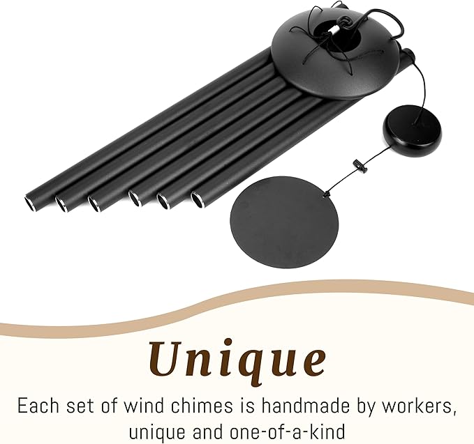 Wind Chimes for Outside with Classic Sound, Coolest Aluminium Metal Windchimes Outdoors with Pine Wood Striker, Unique Gift for Mom, Garden Decoration(28" Black)