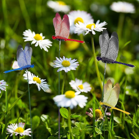 Tuxiaobu 20 Pcs Garden Dragonfly Stakes - Fake Dragonflies Removable Plastic Fake Dragonfly Garden Decor - Dragon Fly Dragon Flies Indoor Outdoor Decorations