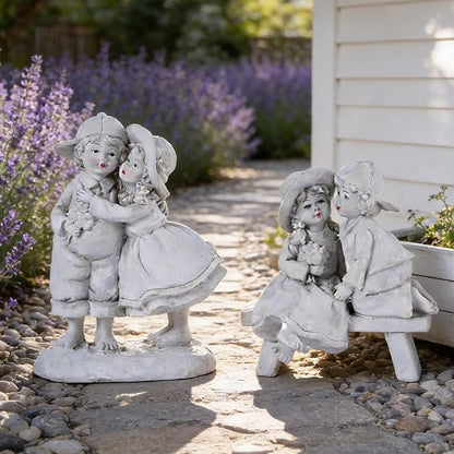 Garden Statues Romantic Couples Gifts Kissing Boy and Girl Sculpture Resin Outdoor Statues Figurines Home Decor for Wedding for Wife