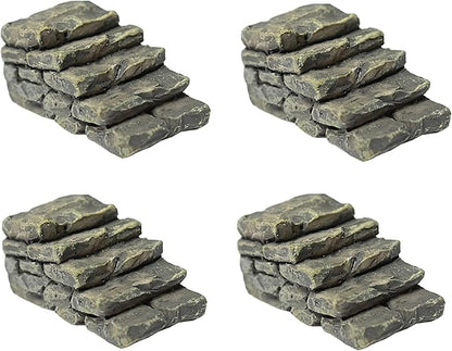 4 PCS Miniature Stone Steps Artificial Decor Craft Home Fairy Garden Flower Pot Miniature Bridge Ornament Garden Stairs Accessories Outdoor Statues