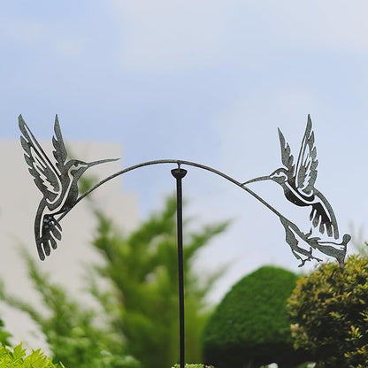 Red Carpet Studios Garden Stake Decorative Metal Balancing Buddies Yard Art, 48" Tall, Silhouette Hummingbirds