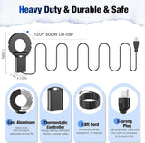 500W Utility De-Icer with Thermostat, Durable Cast Aluminum Submersible Water Heater for Bird Bath, Chicken Water, Livestock Tank, 9.8ft Cord, Black