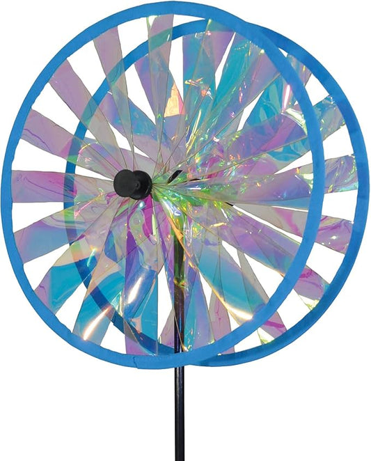 In the Breeze 13-Inch Duo Iridescent Wheel Spinner, Outdoor Ground Décor, 2688