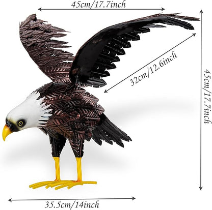Bald Eagle Statue Garden Sculpture, Metal Yard Art Eagle Decoration, Large Eagle Outdoor Statues for Garden Yard Lawn Decoration
