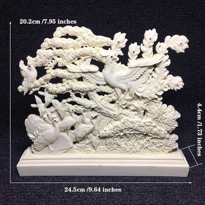 Garden Ornaments Decor Statue Outdoor,Abstract Unique Statue Sculpture Creative Statues and Sculptures Outdoor Decor for Garden,White Bird Phoenix Illustration Art Statue Auspicious Animal P