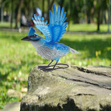 Cruis Cuka 9.5" Blue Jay Garden Decor, Hand-Painted Metal Bird Sculpture, Weatherproof Yard Art for Patio, Farmhouse Spring Gift