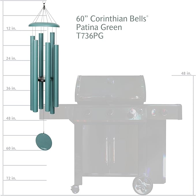 Corinthian Bells by Wind River - 60 inch Patina Green Wind Chime for Patio, Backyard, Garden, and Outdoor Decor (Aluminum Chime) Made in The USA
