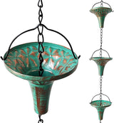 Bronze Funnel Rain Chain 8.6 FT, Decorative Metal Rain Catcher with 12 Cups, Gutter Downspout Replacement