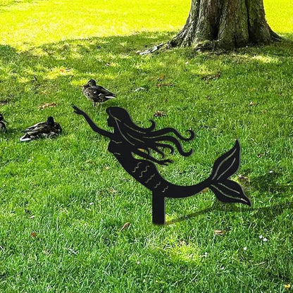 WADORN Mermaid Metal Decorative Garden Stakes, Funny Mermaid Metal Outdoor Statues Funny Yard Ornament Gifts Planter Flower Pot Outdoor Yard Decor for Garden Backyard Pathway Patio Lawn Walkways