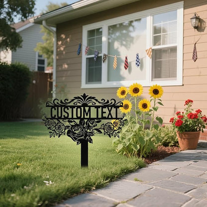 Personalized Metal Garden Signs with Stake, Custom Garden Signs for Outside Waterproof, Customized Name Sign Yard Lawn Gardens Decor Gardening Gift fors Moms Grandmas Gardeners