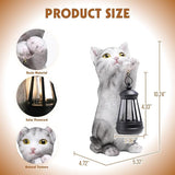 Solar Cat Garden Statue - Outdoor Cat Statues with Lantern Lights for Garden Yard Art Lawn Ornaments Porch Patio Balcony Home House Gardening Gifts for Women Grandma Mom
