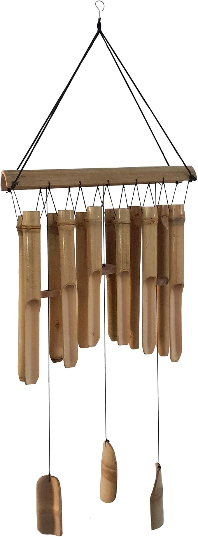 Large Simple Bamboo Wind Chimes, 12 Tubes Double Row, Patio Garden Home Décor, Handmade Natural Beautiful Sound 34 inch