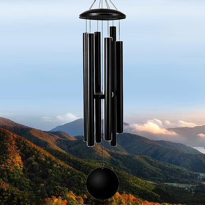 FDOCOI 45'' Wind Chimes Outdoor,Memorial Wind Chime, Large Wind Chimes for Outside Deep Tone, Sympathy Gifts. Black