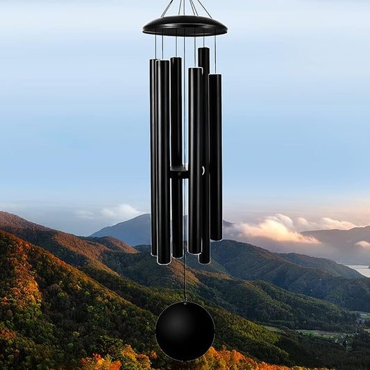 FDOCOI 45'' Wind Chimes Outdoor,Memorial Wind Chime, Large Wind Chimes for Outside Deep Tone, Sympathy Gifts. Black