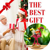 Solar Gnome with Flamingo - Funny Outdoor Garden Decor Statue with Glass Ball Light, Automatic LED Illumination for Patio, Yard, Lawn