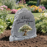 Garden Stone Sculpture with Tree of Life Butterfly, Solar Resin Outdoor Sculpture, Suitable As Tomb Decoration for Garden, Lawn, Cemetery, Memorial Gift, Home Decoration