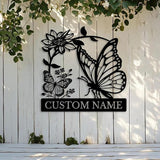 Custom Butterfly Metal Sign,Personalized Butterfly House Number Signs,Personalized Gardener Name Sign,Garden Patio Wall Decor (Style-5)