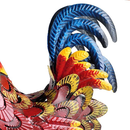 Metal Rooster Statue Garden Chicken Sculpture Decoration Metal Yard Art for Yard Outdoor Indoor Decoration (#B)