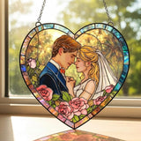 NAZENTI Custom Photo Stained Glass Suncatcher Gifts for Valentine Birthday Anniversary, Personalized Couple Portrait Window Hanging for Husband Wife, Romantic Home Decor for Boyfriend