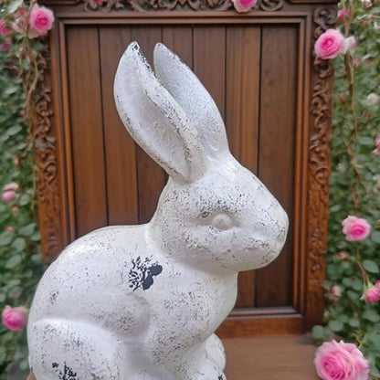 Antique Mode Metal Rabbits Sculpture Handcrafted Outdoor Decoration for Farm Garden Bookshelf Iron Garden Statue