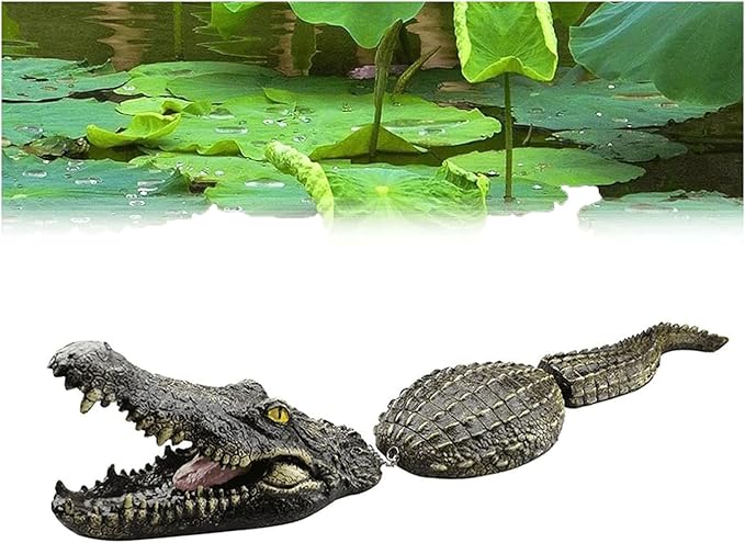 Garden Statues Floating Alligator Decoy for Pool Pond Floating Alligator Decoy Fake Gator Deterrent Outdoor Crocodile for Water Features Yard Ornaments Decor