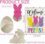 Welcome Easter Garden Flag 12x18 Inch Double Sided Easter Eggs Bunny Garden Flags for Outside, Spring Seasonal Decorations, Cute Rabbit Yard Lawn Flags for Holiday Farmhouse Outdoor Decor (Burlap)