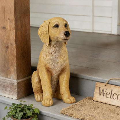 Dog Statues Lawn Decorations - Large Pet Figurines Garden Decor Golden Retriever Leprechaun Statue for Outside Patio Yard Decorations Outdoor Puppy St Patricks Day Gift for Woman 11x5.5x13 inch