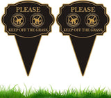 Double Sided Yard Sign 2PACK, Please Be Respectful Keep Off The Grass, 14”x10” No Pooping or Peeing Dog Lawn Stake with Integrated Mount for Outdoor Use (2PACK-Keep Off The Grass)