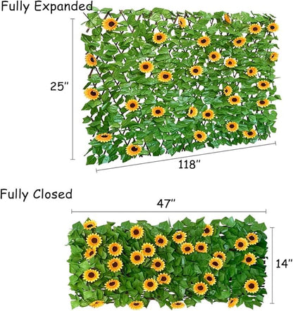 Expandable Faux Ivy Fence,Artificial Privacy Screen Decor for Outdoor Wall, Balcony and Patio, Single Sided Leaves
