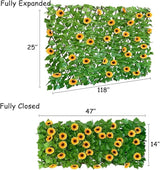 GLANT Expandable Fence Privacy Screen for Balcony Patio Outdoor,Decorative Faux Ivy Fencing Panel,Artificial Hedges (Single Sided Leaves) (4, Sunflowers)