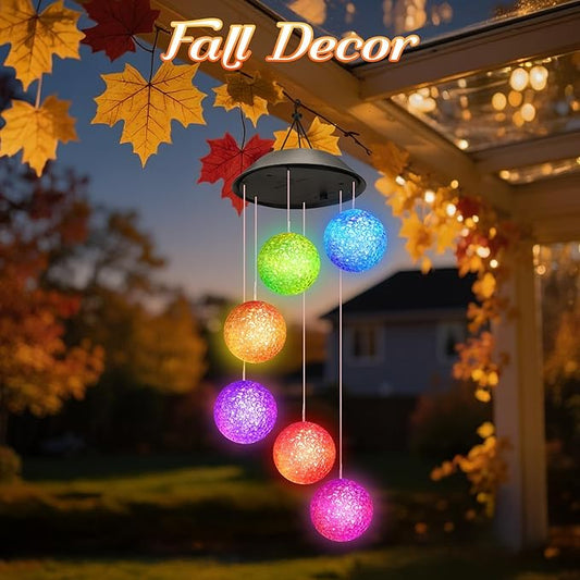 Birthday Gifts for Women Grandma Wife Sister, Winzwon Solar Lights Outdoor Wind Chimes for Outside Garden Yard Patio Porch Decor Hanging Ball Decorations, Christmas Mothers Day Mom Gift for Her