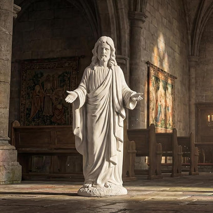 30-Inch Jesus Statue Outdoor & Indoor,All-Weather Large Garden Statue with Open Arms, Weighted Base – Religious Garden Decor for Patio, Lawn, Church