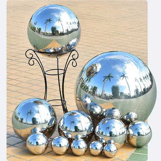 7pcs 4x2.5in/2x3in/1x3.9in Diameter Gazing Ball,Silver Stainless Steel Polished Reflective Smooth Garden Sphere Globe Mirror,Colorful and Shiny Addition to Any Garden or Home