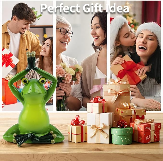 Garden Frog Statues – Funny Outdoor Figurines for Yard, Patio, Lawn, Indoor Decor – Cute Animal Ornaments & Plant Hangers – Birthday for Women (1 Pack - Lotus Pose Frog)