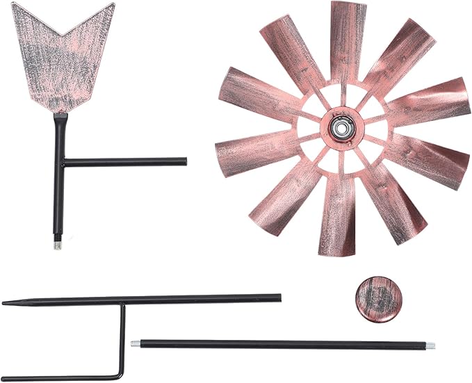VOSAREA Outdoor Yard Windmill Wrought Iron Metal Windmill Metal Wind Spinner Wind Sculptures Spinners Yard Decor Pinwheel for Garden Yard Lawn Patio Decoration