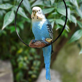 Hanging Parrot Statue Resin Parrot Ornament Metal Round Ring Decoration for Garden Resin Sculpture for Garden Patio Wall Craft Home Outdoor Decoration-02