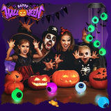 Winzwon Halloween Decorations Outside Solar Outdoor Lights Waterproof Eyeballs Wind Chimes for Party Yard Porch Patio Home Window Indoors Hanging Mobile Decor