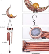 Solar Moon Wind Chimes Outdoor, Waterproof Moon Wind Bells Light Clearance for Outside, Unique Gifts for Mother's Day, Children's Day, Birthday, Mom, Women, Decor for Garden, Yard, Party
