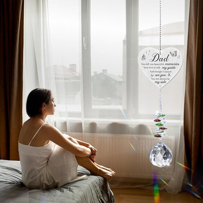 Memorial Gifts for Loss of Dad,Memorial Crystal Suncatcher Ornament, Sympathy Gifts for Loss of Father,Hanging Crystals Ornament for Window Rainbow Maker Prisms Home Decor Gift