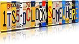 Five O Clock Somewhere Unique Metal Wall Decor for Home, Bar, Diner, Pub, 4 x 16 Inches, Fun Kitchen Decor, Unique Drinking Sign, Funny Bar Signs, Vintage Kitchen Signs
